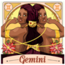 Beautiful Twins Gemini Zodiac Illustration Sticker