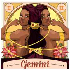 Beautiful Twins Gemini Zodiac Illustration Sticker