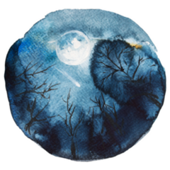 Beautiful Watercolor Abstract Moon Landscape Sticker