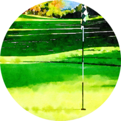 Beautiful Watercolor Painting Golf Course Sticker