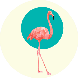 Beautiful Wild Bird Pink Flamingo On Green Sticker