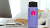 Beautiful Woman With Afro 70s Hair Pink Disco Sticker on a Water Bottle (New) example