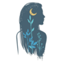 Beautiful Woman With Moon And Wild Herbs Sticker