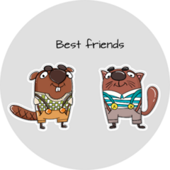 Beaver Best Friends Sticker