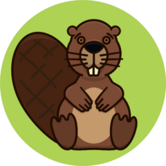 Beaver Character On Green Sticker