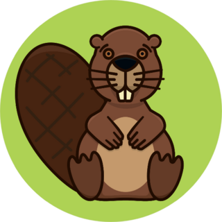 Beaver Character On Green Sticker