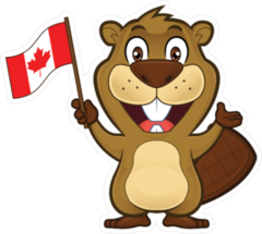 Beaver Holding Canadian Flag Sticker