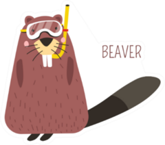 Beaver In Diving Mask Cartoon Sticker