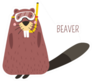 Beaver In Diving Mask Cartoon Sticker