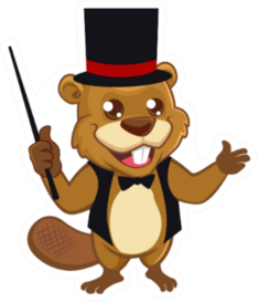 Beaver Magician Mascot Cartoon Sticker