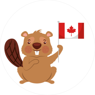 Beaver Of Canada Waving Flag Sticker
