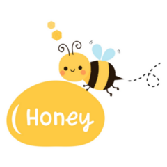 Bee Cartoon With Honey Drop Lettering Sticker
