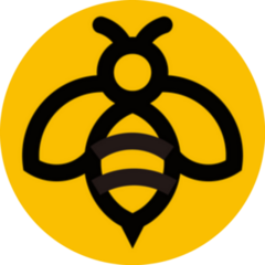 Bee Concept Logo On Yellow Sticker 
