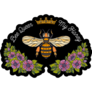 Bee Queen My Honey Crown Flowers Embroidery Sticker