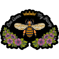 Bee Queen My Honey Crown Flowers Embroidery Sticker