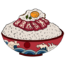 Beef And Fried Egg On Rice Bowl Japan Food Sticker