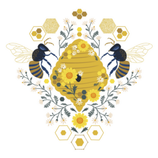 Beehive Honeycomb Daisy Symmetrical Floral Sticker