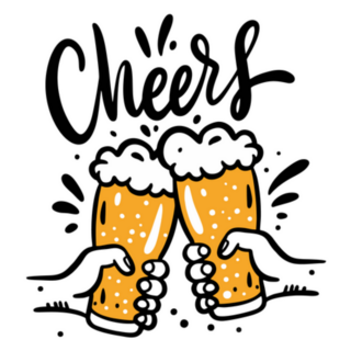 Beer Glasses Cheers Lettering Phrase Sticker