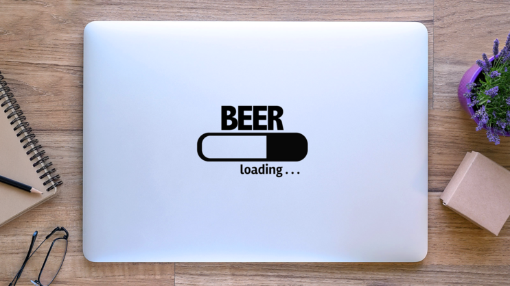 Beer Progress Bar Loading Sticker on a Laptop (New) example