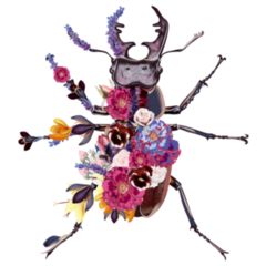 Beetle And Flowers In Vintage Style Sticker