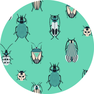 Beetles Pattern On Bright Green Sticker
