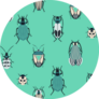Beetles Pattern On Bright Green Sticker