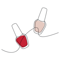 Beige And Red Nail Polish One Line Drawing Sticker
