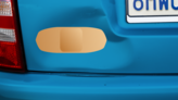 Beige Bandage Sticker on a Dented Car example