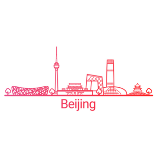 Beijing City Red Gradient Line Sticker