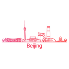 Beijing City Red Gradient Line Sticker