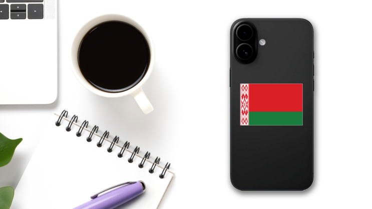 Belarus Country Flag Sticker on a Phone (New) example