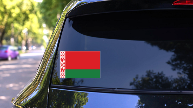 Belarus Country Flag Sticker on a Rear Car Window (New) example