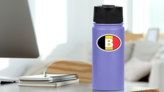 Belgium B Flag Oval Sticker on a Water Bottle (New) example