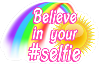 Believe In Your Selfie Rainbow Meme Sticker