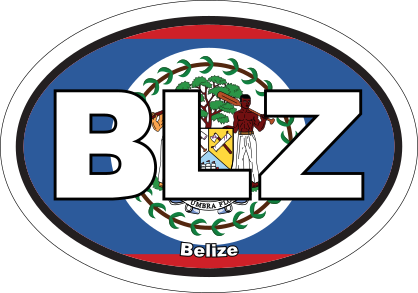Belize Blz Flag Oval Sticker