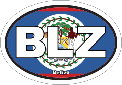 Belize Blz Flag Oval Sticker