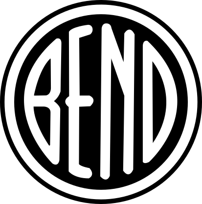 Bend Oregon White on Black Circle Sticker
