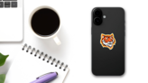 Bengal Tiger Head Mascot Sticker on a Phone (New) example