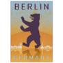 Berlin Germany Vintage Poster In Orange And Blue Sticker
