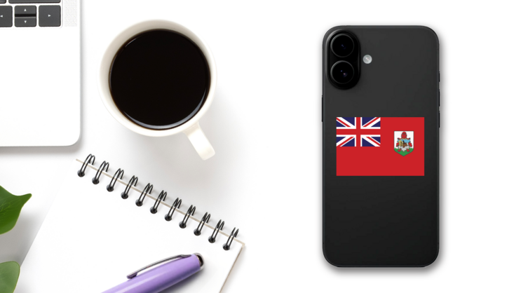 Bermuda Flag Sticker on a Phone (New) example