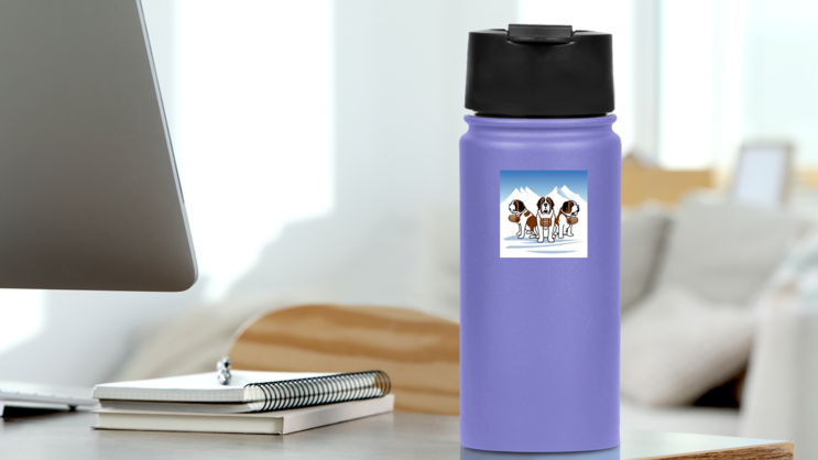 Bernard Alpine Dogs Sticker on a Water Bottle (New) example