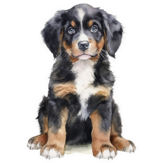 Bernese Puppy Watercolor Sticker
