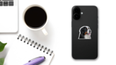 Bernese Tongue Out Sticker on a Phone (New) example