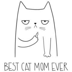 Best Cat Mom Ever Lettering Middle Finger Sticker