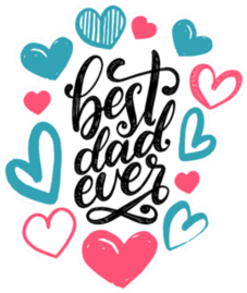 Best Dad Ever Surrounded In Hearts Sticker