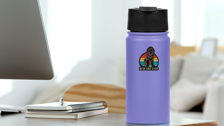 Best Dog Newfoundland Sticker on a Water Bottle (New) example