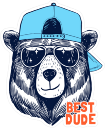 Best Dude Cool Bear Sticker