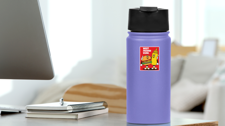 Best Friend Ever Burger & Mustard Sticker on a Water Bottle (New) example