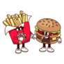 Best Friends French Fries And Burger Cartoon Sticker