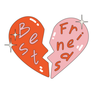 Best Friends Heart Pendant Y2k Style Sticker